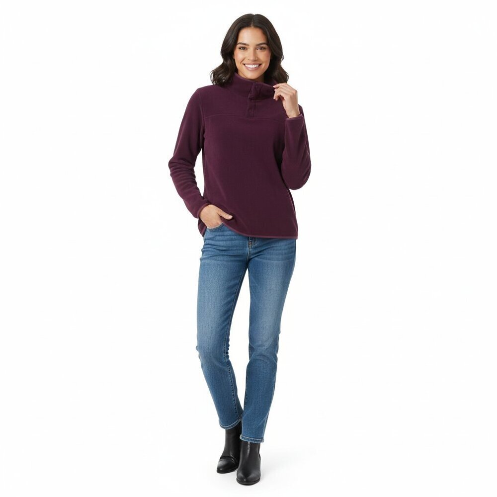 32 Degrees Women's Snap Arctic Fleece Pullover Purple 2XL Warm Cozy